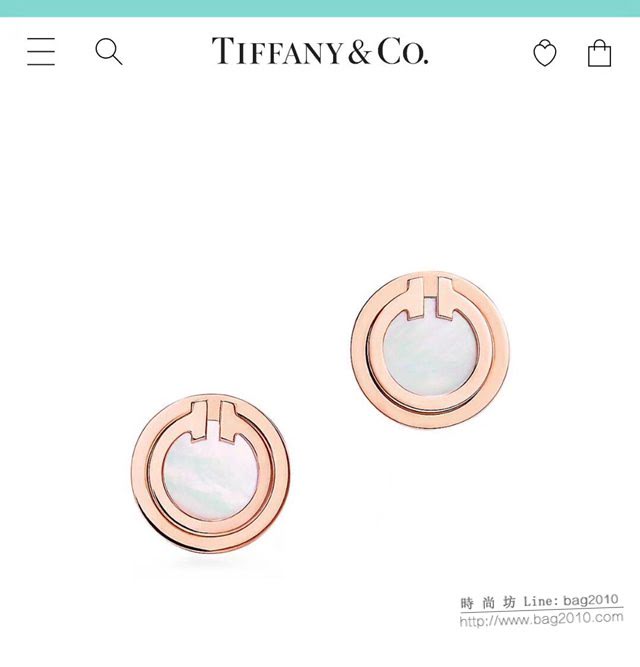 Tiffany純銀飾品 蒂芙尼女士專櫃爆款白貝母雙T紐扣耳釘耳環  zgt1687